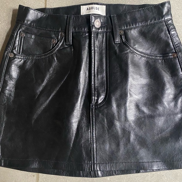 AGOLDE RECYCLED LEATHER MINI SKIRT - Picture 4 of 4